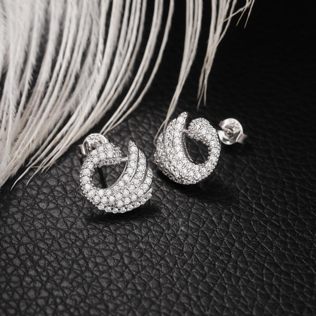 Luxury full diamond earrings swan earrings