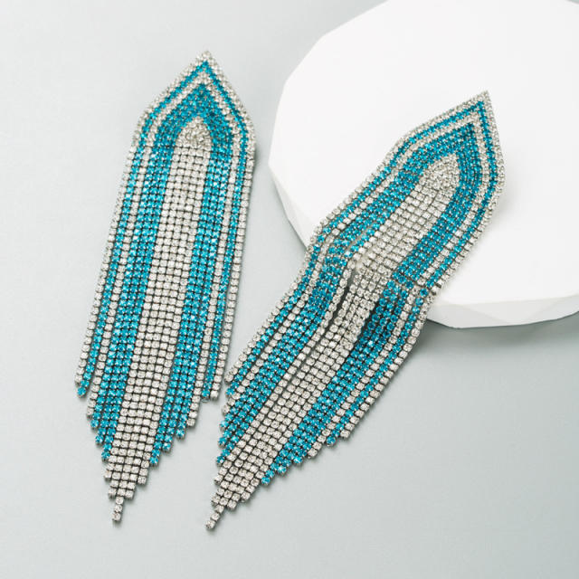 INS luxury color rhinestone tassel earrings diamond earrings