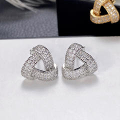 Hot sale full of diamond triangle ear studs earrings