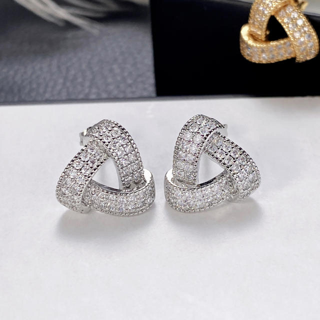 Hot sale full of diamond triangle ear studs earrings