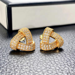 Hot sale full of diamond triangle ear studs earrings