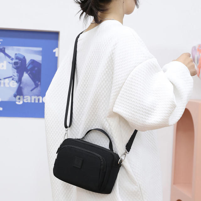 Korean fashion nylon plain color small size crossbody bag