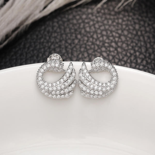 Luxury full diamond earrings swan earrings