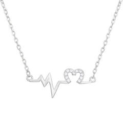 Creative silver color heartbeat necklace