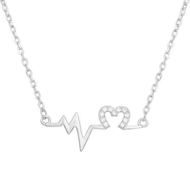 Creative silver color heartbeat necklace