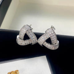 Hot sale full of diamond triangle ear studs earrings