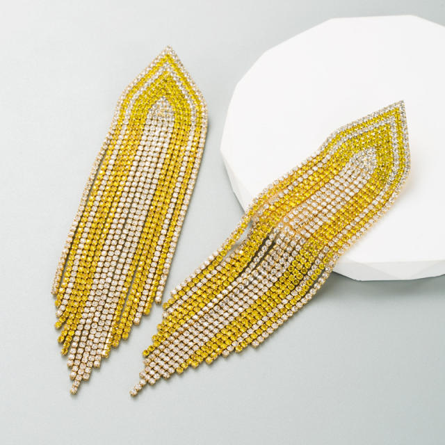 INS luxury color rhinestone tassel earrings diamond earrings
