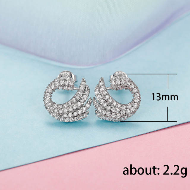 Luxury full diamond earrings swan earrings