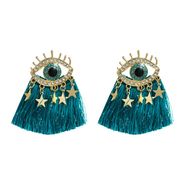 Creative evil eye rope tassel earrings for women