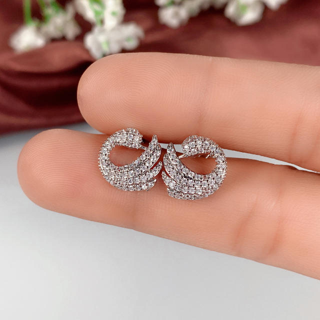 Luxury full diamond earrings swan earrings