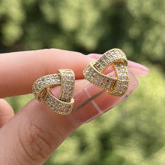 Hot sale full of diamond triangle ear studs earrings