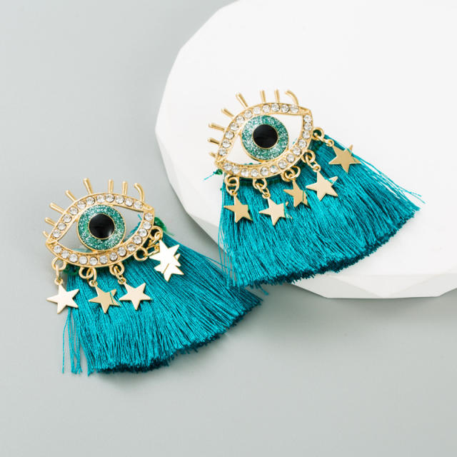 Creative evil eye rope tassel earrings for women