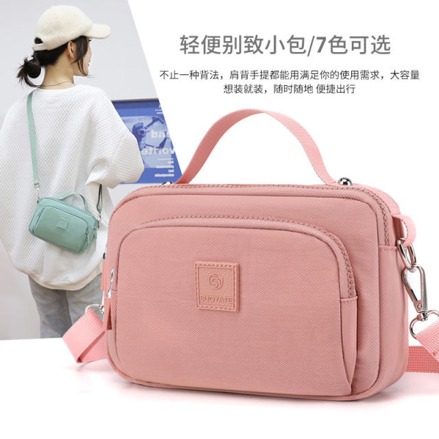 Korean fashion nylon plain color small size crossbody bag