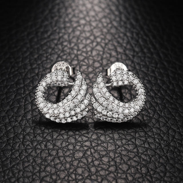Luxury full diamond earrings swan earrings