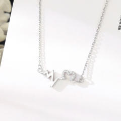 Creative silver color heartbeat necklace