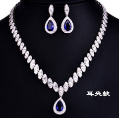 Delicate color cubic zircon drop diamond necklace set