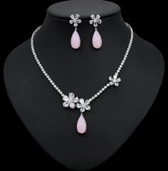 Luxury diamond drop flower diamond necklace set