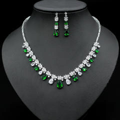 Elegant colorful cubic zircon diamond necklace set