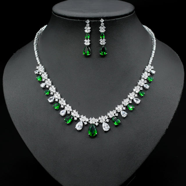 Elegant colorful cubic zircon diamond necklace set