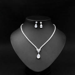 Luxury drop cubic zircon diamond necklace set