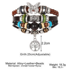 Creative butterfly symbol PU leather men bracelet