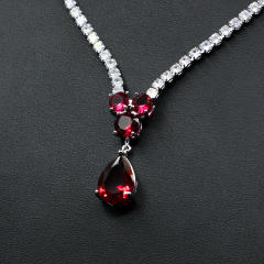 Luxury drop cubic zircon diamond necklace set