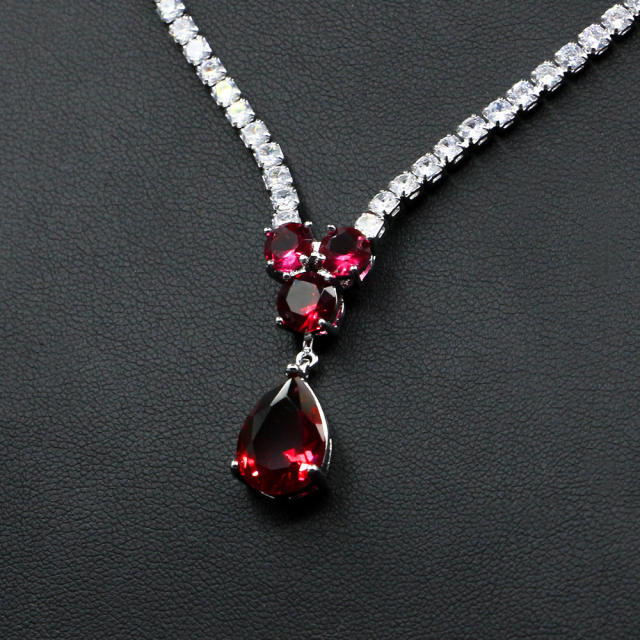 Luxury drop cubic zircon diamond necklace set