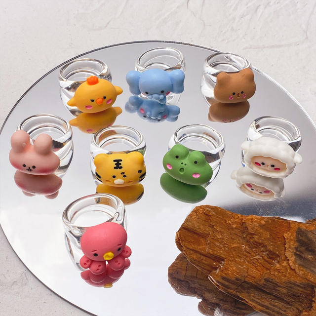 Cartoon animal bear sheep elephant transparent humor rings