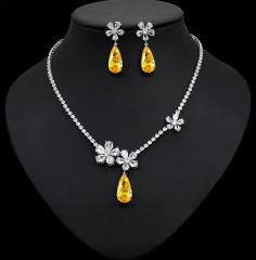 Luxury diamond drop flower diamond necklace set