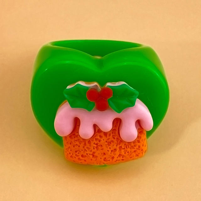 Concise cartoon christmas resin rings humor rings