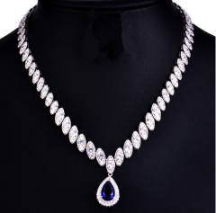 Delicate color cubic zircon drop diamond necklace set