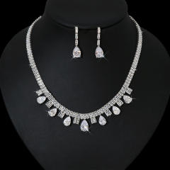 2pcs easy match colorful diamond necklace set