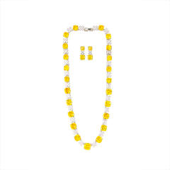 Luxury colorful cubic zircon pave setting necklace set