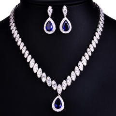 Delicate color cubic zircon drop diamond necklace set