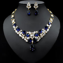 Occident fashion luxury colorful cubic zircon necklace set