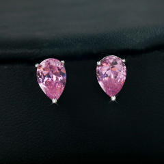 Korean fashion color cubic zircon heart diamond necklace set