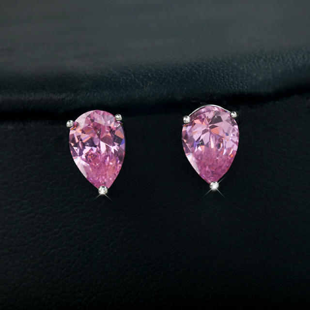 Korean fashion color cubic zircon heart diamond necklace set