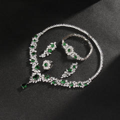 Luxury pave setting color cubic zircon necklace set