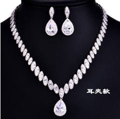 Delicate color cubic zircon drop diamond necklace set