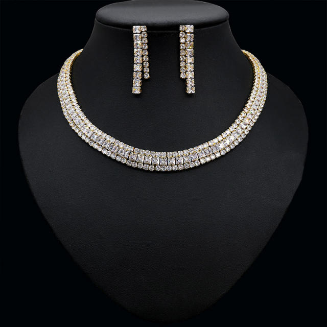 Pave setting diamond colorful necklace set