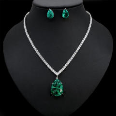 Color cubic zircon drop diamond necklace set