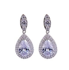 Delicate color cubic zircon drop diamond necklace set