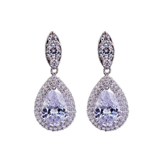 Delicate color cubic zircon drop diamond necklace set