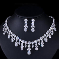 AAA luxury cubic zircon statement diamond necklace set