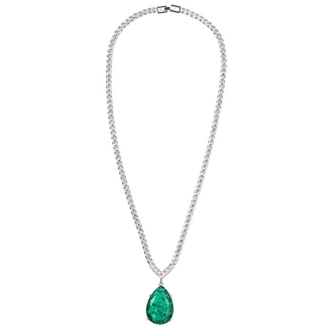 Color cubic zircon drop diamond necklace set