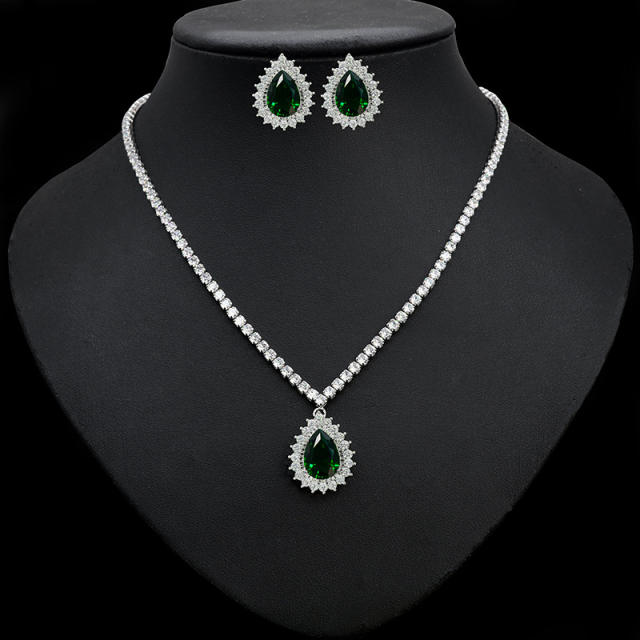 Korean fashion concise drop diamond necklace set