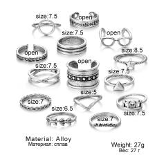 14pcs vintage MOM letter stackable rings