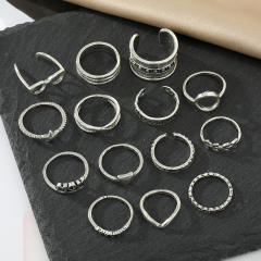 14pcs vintage MOM letter stackable rings
