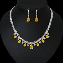 2pcs easy match colorful diamond necklace set