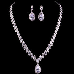 Delicate color cubic zircon drop diamond necklace set